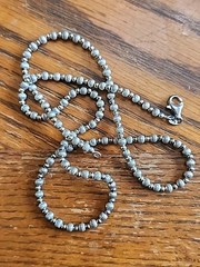 Vintage Italian Silpada Sterling Silver & Brass Fluted Beaded Necklace 24 Inches