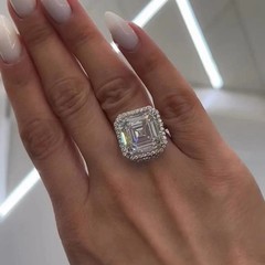 HUGE 15 Ct Treated White Diamond Solitaire Ring,Birthday Gift FREE Diamond Studs
