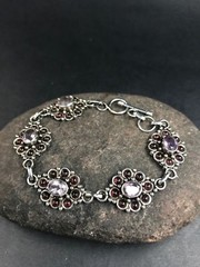GENUINE AMETHYST & GARNET BRACELET MADE IN INDIA STERLING SILVER FREE SHIPPING