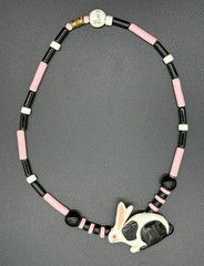 Ruby Z porcelain bead bunny rabbit necklace by Candace Loheed