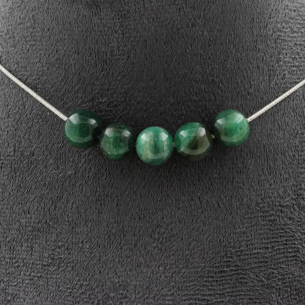Minerals And Precious Stones. Necklace 5 Mica Green Pearls From Tanzania Quality