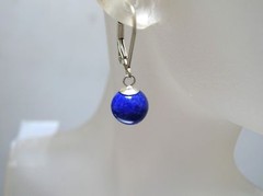 Top quality natural Lapis 8-8.5 mm ball sterling silver leverback earrings