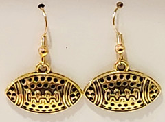 FOOTBALL EARRINGS New Handmade Gold Colored with Gold-Toned Metal
