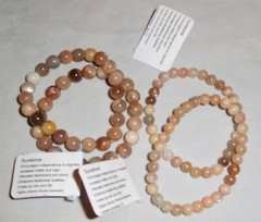 Natural Gemstone Sunstone Bracelets by Healing Light Stones Round Bead & Chip