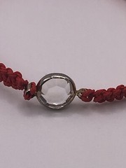 Handmade Red Macrame Square Knot Adjustable Bracelet with Crystal-like Connector