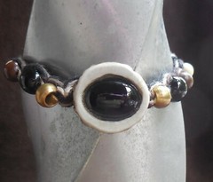 Onyx Elk Antler Adjustable Hemp Bracelet Anklet OOAK Jewelry w/ Gemstone Beads