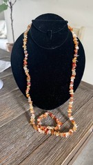 Natural Carnelian Gemstone Chip Bead Long Necklace