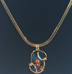 Colorful Wire Wrapped Pendant Necklace 24″ Chain