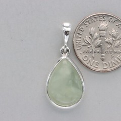Green Drop / Pear / Teardrop PREHNITE Pendant 925 STERLING SILVER Natural #64e
