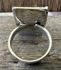 Sterling Silver Native Style SW Genuine Kingman Cotton Candy Wild Horse Bar Ring
