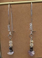 Silver Tone Metal & Glass Beaded Dangle Drop Hook Earrings for Lobe