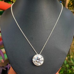 RARE 15 Ct Certified White Diamond Solitaire Necklace ! FREE Diamond studs!