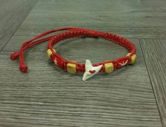 Real Shark Tooth Bracelet Anklet Adjustable Macrame Pink Red Yellow Unisex Beach