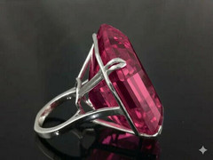 HUGE 18.5Ct Asscher Cut Certified Pink Diamond Solitaire Ring-FREE Diamond Studs