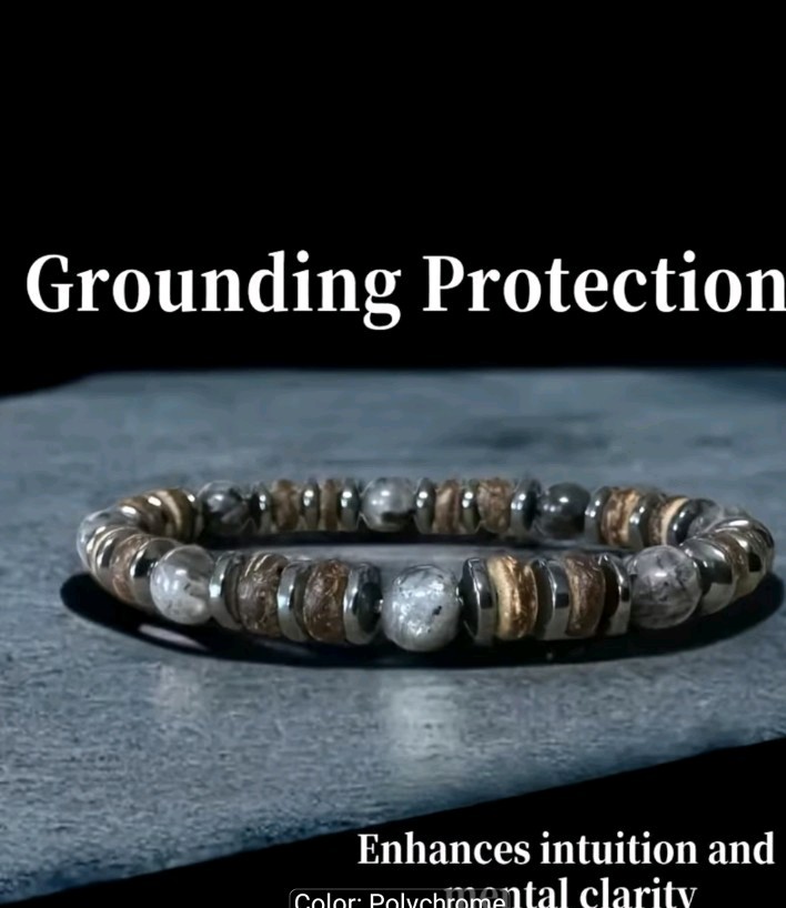 Natural Labradorite and Hematite Stone Bracelet Unisex up to 8.5 in