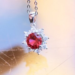 Gorgeous Lab Made Ruby Pendant in Sterling Silver 925 , July Birthstone