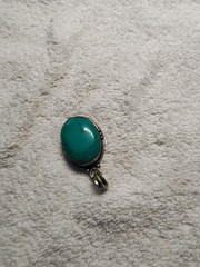 Sterling Silver Turquoise Pendant. Stamped «.925». FREE. SHIPPING