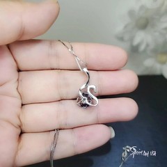 Mystic Topaz Swan Necklace – 18Kgp @ Sterling Silver – Rainbow Mystic Topaz