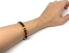 Amber Bracelet Gift Big Size Unisex Baltic Amber Beads Tablet Barrel Round 7645