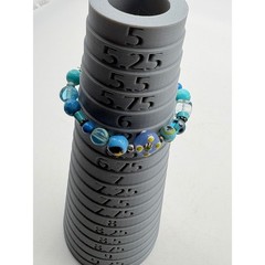 J Whitney Artisan Blue Lampwork Glass and Stone Beaded Bracelet Bohemian 6 Inch