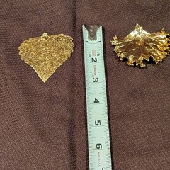 Vintage 24K Gold Dipped Natural Leaf Pendants Set of 2 Nassau Bahamas With Box