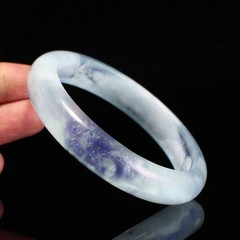 Natural Aquamarine Bangle Bracelet 41.2g 58mm ID Sky Blue White Cloud Certified