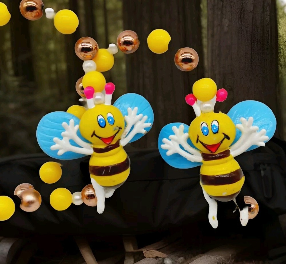 43″ Smiley Honey Bumble BEES Beaded Long Necklace Colorful School Teachers Kids