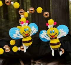 43″ Smiley Honey Bumble BEES Beaded Long Necklace Colorful School Teachers Kids