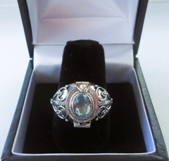 Handmade Sterling Silver Blue Topaz Poison Ring – Sizes 6-7-8-9-10