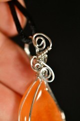 CARNELIAN Pendant 5.8cm 11g +Cord *SILVER* Handmade Wire Wrapped Healing Crystal