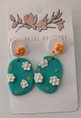Rose Petal Rhapsody Handcrafted Polymer Clay Floral Dangle Earrings Stud
