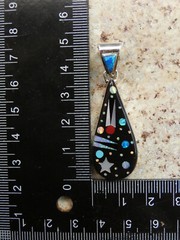 Celestial Vibrant Night Sky Micro Inlay Gemstone Sterling Silver 925 Pendant E25