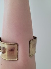 Brutalist Cuff Bracelet Fired Brass Copper Modern Design Unique Hand made