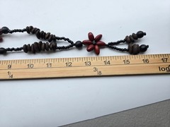 New Artisan Handmade Wooden Seeds Bead Flower Necklace Earrings Set