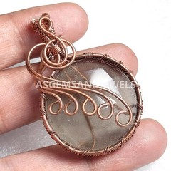 Handmade Copper Wire Wrapped Pendant: Boho Glass Stone Necklace