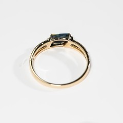 Black Opal Split Shank Engagement Ring with Diamond 14K Yellow Gold