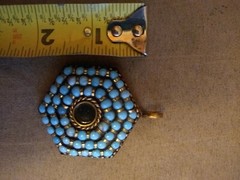 Turquoise and Bronze Pendant, handcrafted in India, New without Tags
