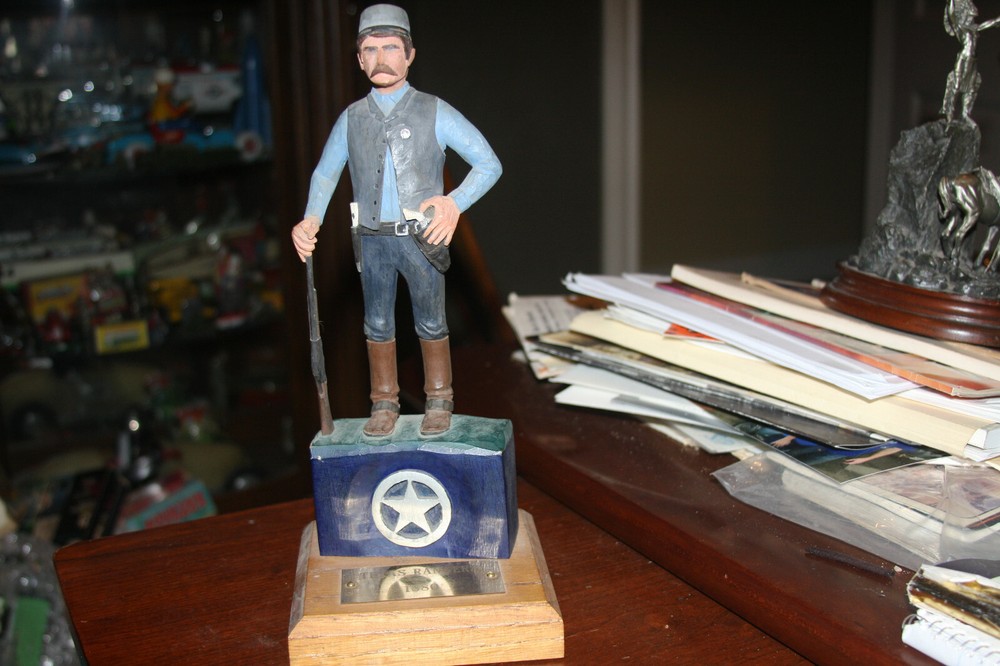 Rare Texas Rangers 1880 # 9 Statue by GENE DEVENY Hand Crafted From Wood