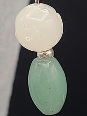 Gemstone Bead Earrings & 21″ Necklace Aventurine, Carved Quartz & Faux Pearls
