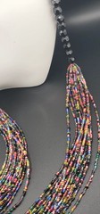 Beautiful Artisian Multi Stand Multi Color Glass Hand Beaded Necklace 34″