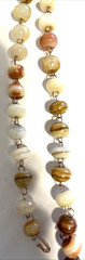 Banded Agate Beads Necklace In Brown Orange & White