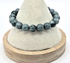 Guatemalan Blue Bluewater Jadeite Jade Beaded Bracelet Grade A 9.8mm 6.5″Stretch