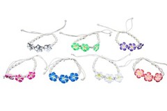 Hawaii Fimo Plumeria Flower Bracelet / Anklet – Adjustable, Hemp, Beach Style