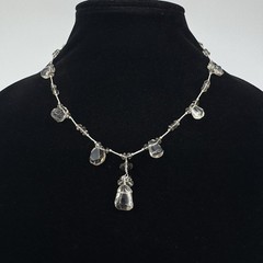 Artisan Made Sterling Silver Genuine Quartz Bead Necklace 17”