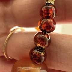 Artisan Carnelian Agate Statement Necklace 20″ Chunky Bead Boho Pendant