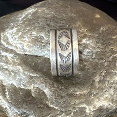 Old Pawn Men Women Band Navajo Stamped Sterling Silver Ring Sz 7 Wedding 20076