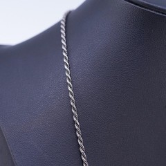 18″ 2mm, vintage Italian Sterling 925 silver Singapore rope chain necklace