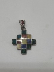 Peruvian Pendant Sterling Silver 950 With Natural Stones