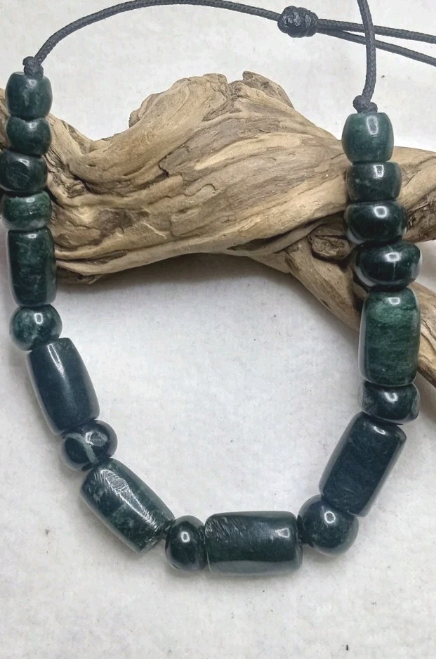 Guatemala green jade beads adjustable handmade necklace .