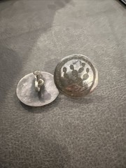 Vintage Mexico Sterling Silver Cactus Screw Back Earrings Domed Round